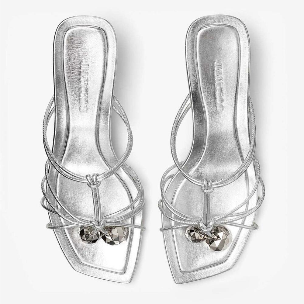 Jimmy Choo Silver Strappy Crystal-Embellished Heeled Sandals